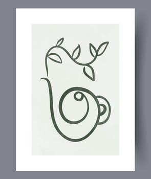 Abstract mugs asymmetry coffee wall art print. Printable minimal abstract mugs poster. Contemporary decorative background with coffee. Wall artwork for interior design.