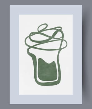 Abstract mugs asymmetry coffee wall art print. Printable minimal abstract mugs poster. Contemporary decorative background with coffee. Wall artwork for interior design.