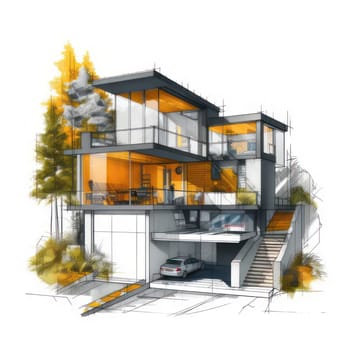 Infographic drawing of modern house AI generated image