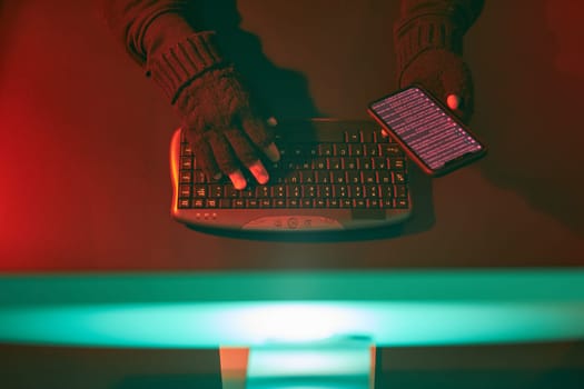 Anonymous people using computer and programming to break code. Cyber security threat. Internet and network security. Access to private information. Anonymous hackers using technology to access to password and encrypted data. Cyber attack