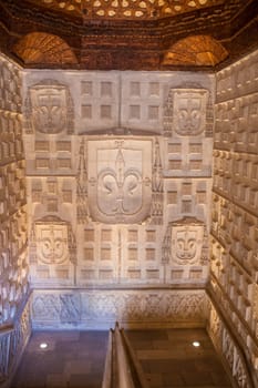 Valladolid Spain - July 18th 2020: San Gregorio College indoor stairs. Isabelline style building now housing the National Sculpture Museum Valladolid Spain