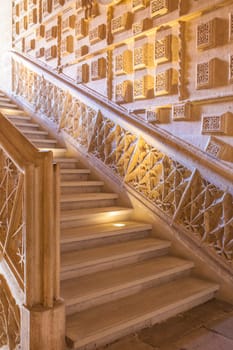 Valladolid Spain - July 18th 2020: San Gregorio College indoor stairs. Isabelline style building, now housing the National Sculpture Museum, Valladolid, Spain