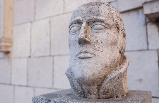 Valladolid, Spain - July 18th, 2020: Juan Ponce de Leon bust. House Museum of Columbus and research centre for American history, Valladolid, Spain