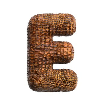 crocodile letter E - large 3d reptile font isolated on white background. This alphabet is perfect for creative illustrations related but not limited to wildlife, ecology, conservation...