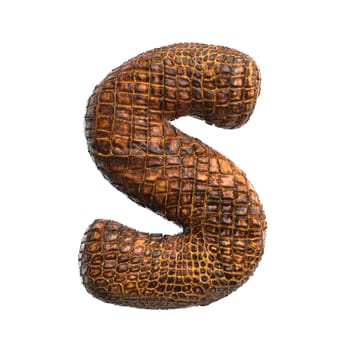 crocodile letter S - Capital 3d reptile font isolated on white background. This alphabet is perfect for creative illustrations related but not limited to wildlife, ecology, conservation...