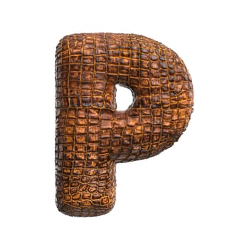 crocodile letter P - Capital 3d reptile font isolated on white background. This alphabet is perfect for creative illustrations related but not limited to wildlife, ecology, conservation...