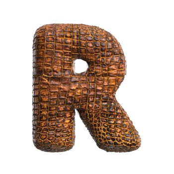 crocodile letter R - Capital 3d reptile font isolated on white background. This alphabet is perfect for creative illustrations related but not limited to wildlife, ecology, conservation...
