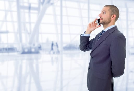 happy business man on the phone, at the office