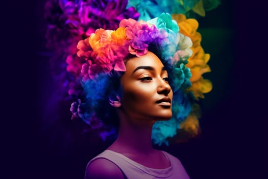 A 45-year-old Hispanic woman is being portrayed in a beautiful vineyard surrounded by grape vines. (generative AI)