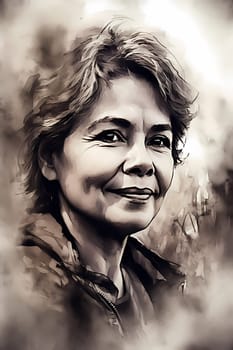 A 50 year old Hispanic woman is surrounded by trees and greenery in a peaceful city park. (generative AI)