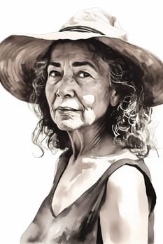 A 50-year-old Latina woman is being portrayed on a beautiful beach. (generative AI)
