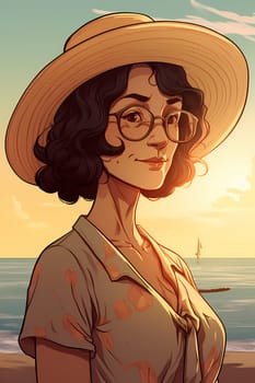A 50-year-old Latina woman is being portrayed on a beautiful beach. (generative AI)