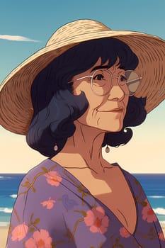 A 50-year-old Latina woman is being portrayed on a beautiful beach. (generative AI)