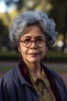 A 50 year old Hispanic woman is surrounded by trees and greenery in a peaceful city park. (generative AI)