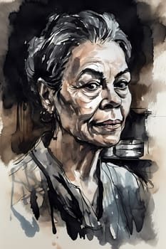 A 50 year old Latina woman is being portrayed in a cozy kitchen. (generative AI)