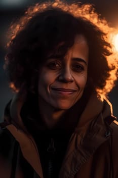 A 50 year old Hispanic woman is surrounded by trees and greenery in a peaceful city park. (generative AI)
