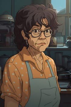 A 50 year old Latina woman is being portrayed in a cozy kitchen. (generative AI)