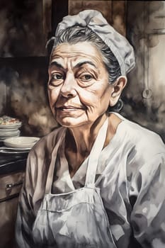 A 50 year old Latina woman is being portrayed in a cozy kitchen. (generative AI)