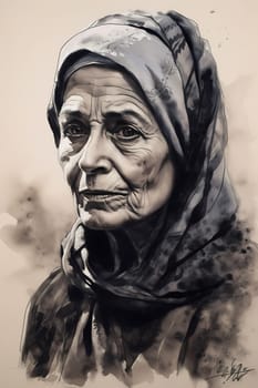 A 50-year-old Middle Eastern woman is being portrayed in a vast desert landscape. (generative AI)