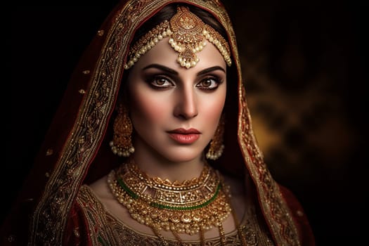 50-year-old Middle Eastern woman beams with a smile as she shops in a vibrant spice market. (generative AI)