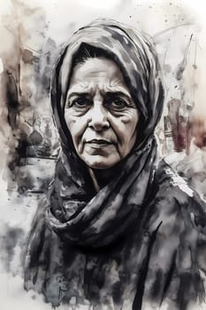 A 50-year-old woman of Middle Eastern descent haggles with vendors at a marketplace. (generative AI)