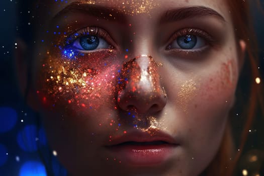 A middle-aged Latina woman is captured inside a cozy coffee shop. (generative AI)
