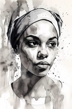 A woman 30 years old African American is being portrayed in the middle of a busy city street (generative AI)
