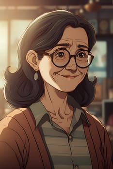A middle-aged Latina woman is captured inside a cozy coffee shop. (generative AI)