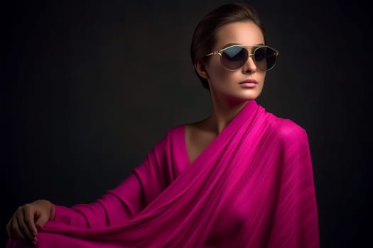 A woman 40 years old Middle Eastern is being portrayed in a lively open-air market surrounded by people and vendors (generative AI)