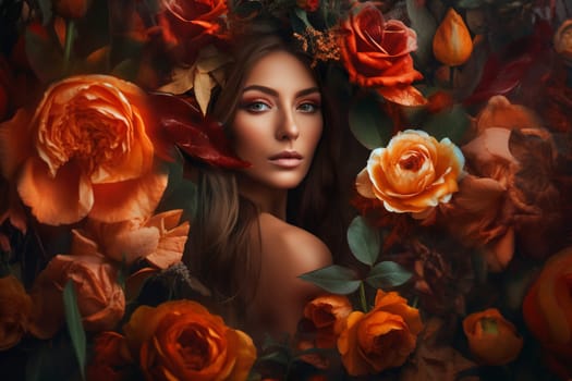 A young Middle Eastern woman is captured inside a peaceful library. (generative AI)