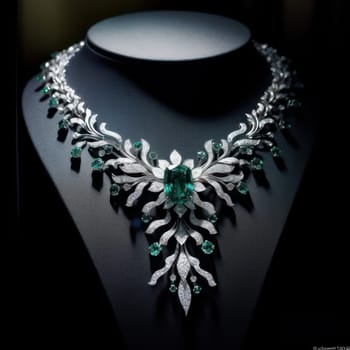 Necklace with diamonds and emeralds
