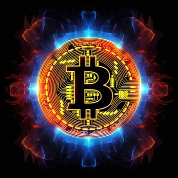 Glowing bitcoin symbol