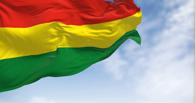 Bolivia national flag waving in the wind. The Plurinational State of Bolivia is a State of South America. 3d illustration render. Fluttering fabric