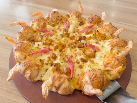 International franchise restaurant chain offers styles of pizza, stock photo