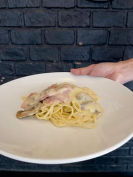 International franchise restaurant chain offers styles of pizza, stock photo