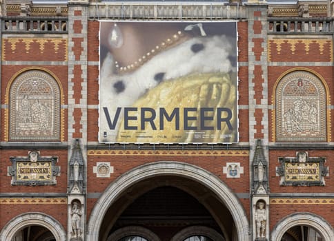 Amsterdam, Netherlands - April 21, 2023: The Rijksmuseum in Amsterdam - the largest exhibition on Dutch painter Johannes Vermeer ever - displaying 28 of his masterpieces