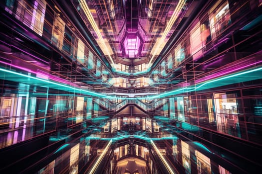 In a world where technology has taken over, futuristic businessmen and women gather at the stock exchange to trade stocks and invest in the latest breakthroughs. The environment is buzzing with energy and the neon lights create a surreal atmosphere. (generative AI)