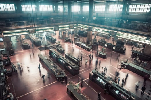 The stock exchange floor is a frenzy of activity, with traders frantically buying and selling shares in real time. The pressure is high and the stakes are even higher, as fortunes can be made or lost in the blink of an eye. This is where the business world meets head-on. (generative AI)