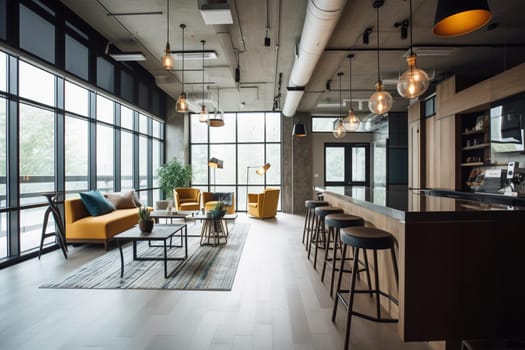 For the modern entrepreneur, coworking spaces offer a dynamic environment in which to work and network. This chic coworking space boasts modern decor, trendy amenities, and a lively community of like-minded professionals. Whether you're a freelancer, startup founder, or seasoned business owner, this space is perfect for anyone looking to grow their business while staying connected to the latest trends and ideas. (generative AI)