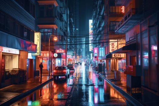 The future of business is on display as nighttime descends over the city. A vibrant energy permeates the atmosphere as businesses and corporations push the limits of innovation and technology, striving to gain an edge in an ever-changing landscape of marketing and competition. (generative AI)