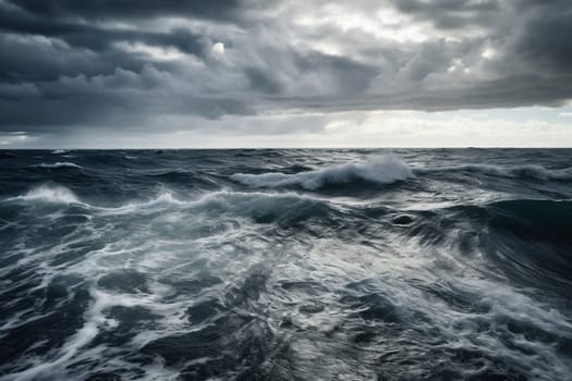 The ocean can be a fearsome and dramatic place, and this scene captures its stormy, turbulent nature perfectly. The sky is dark and foreboding, while the waves leap and crash against each other with immense power. With its sharp focus and high resolution, this scene is a masterful example of photorealistic art. (generative AI)