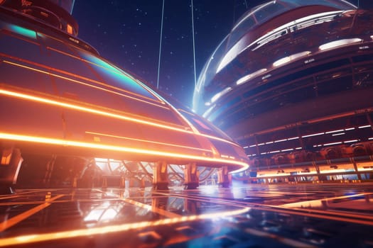 In a futuristic spaceport, spacecraft of all kinds launch into the stars to explore and conquer new worlds. The energy and excitement is palpable, as astronauts and spacefaring adventurers embark on epic journeys through the cosmos in search of new life, new resources, and new frontiers of human achievement. (generative AI)