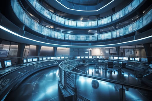 As high-speed data streams in from around the world, the trading floor of the future provides investors with unparalleled access to information and insights. Every decision is backed up by sophisticated analytics, and the environment hums with a sense of energy and excitement. (generative AI)