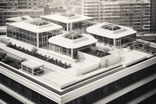 The sleek and modern office building boasts floor-to-ceiling windows, a rooftop garden, and state-of-the-art technology. It's a space where innovation thrives and collaboration is encouraged. The future of business is here. (generative AI)