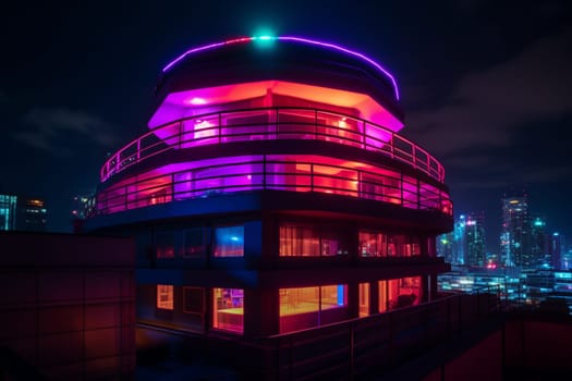 In a world driven by technological innovations, this futuristic office building is the pinnacle of modern architecture and design. With its sleek and minimalistic appearance, it overlooks the bustling city below, a symbol of progress and technological advancement. (generative AI)