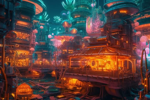 In a world where the ocean floor has been fully explored, a futuristic society has built a city deep beneath the waves. This city is a marvel of technological advancement, with glowing buildings and mechanical sea creatures navigating the waters. A photographer captures the beauty of this futuristic underwater metropolis. (generative AI)