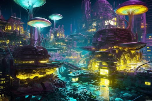 In a world where the ocean floor has been fully explored, a futuristic society has built a city deep beneath the waves. This city is a marvel of technological advancement, with glowing buildings and mechanical sea creatures navigating the waters. A photographer captures the beauty of this futuristic underwater metropolis. (generative AI)