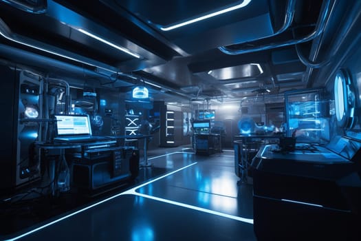Behold, the cutting-edge of scientific research and innovation. The hushed laboratories and sterile facilities host a proliferation of sophisticated equipment and cutting-edge technology, all aimed at unlocking the mysteries of the universe. This photograph captures the intensity and precision of these unfathomable research spaces. (generative AI)