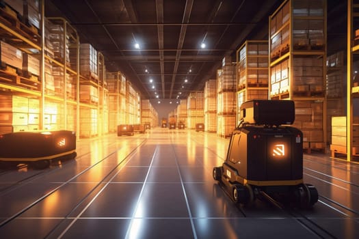 In a high-tech logistics center, humans and robots work together to manage the complex flow of goods and resources across the globe. From organizing shipping schedules and coordinating transport logistics, to managing inventory and preparing packages for shipment, every element of the business is carefully monitored and precisely managed with the latest in technology and logistics expertise. (generative AI)