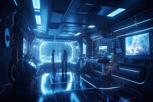 Cutting-edge research takes place in this high-tech laboratory. Scientists work around the clock to make groundbreaking discoveries that will shape the future. (generative AI)